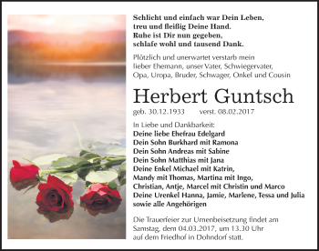 Traueranzeige von Herbert Guntsch von Mitteldeutsche Zeitung Köthen