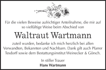 Traueranzeige von Waltraut Wartmann von Super Sonntag Bernburg