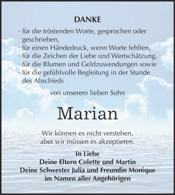 Traueranzeige von Marian Pötzsch von WVG - Wochenspiegel Bitterfeld