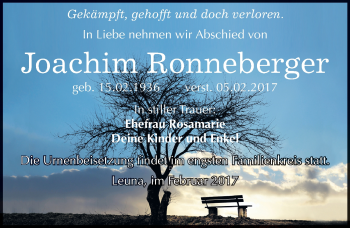 Traueranzeige von Joachim Ronneberger von Mitteldeutsche Zeitung Merseburg/Querfurt