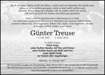 Traueranzeige von Günter Treuse von Mitteldeutsche Zeitung Naumburg/Nebra