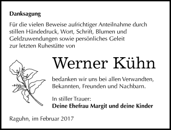 Traueranzeige von Werner Kühn von Mitteldeutsche Zeitung Bitterfeld