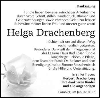 Traueranzeige von Helga Drachenberg von Mitteldeutsche Zeitung Naumburg/Nebra