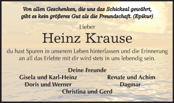 Traueranzeige von Heinz Krause von Mitteldeutsche Zeitung Halle/Saalkreis