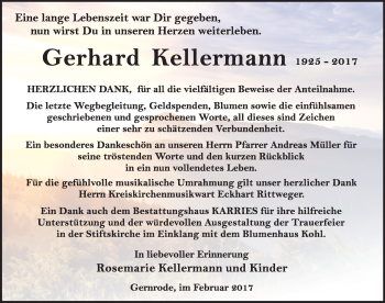 Traueranzeige von Rosemarie Kellermann von Mitteldeutsche Zeitung Quedlinburg