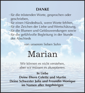 Traueranzeige von Marian Pötzsch von Mitteldeutsche Zeitung Bitterfeld