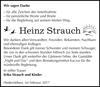 Traueranzeige von Heinz Strauch von Mitteldeutsche Zeitung Quedlinburg