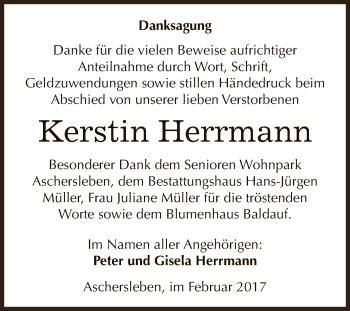 Traueranzeige von Kerstin Herrmann von Super Sonntag SGH Mansf. Land