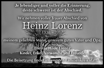 Traueranzeige von Heinz Lorenz von Mitteldeutsche Zeitung Weißenfels