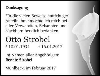 Traueranzeige von Otto Strobel von Mitteldeutsche Zeitung Bitterfeld