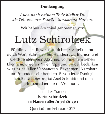 Traueranzeige von Lutz Schirotzek von Mitteldeutsche Zeitung Merseburg/Querfurt