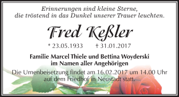 Traueranzeige von Fred Keßler von Mitteldeutsche Zeitung Halle/Saalkreis