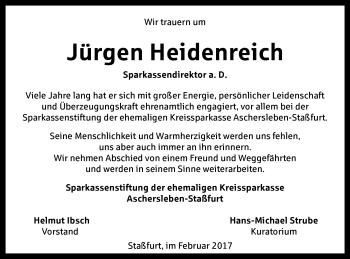 Traueranzeige von Jürgen Heidenreich von Mitteldeutsche Zeitung