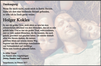 Traueranzeige von Holger Kokles von Super Sonntag SGH Mansf. Land