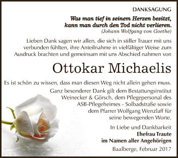 Traueranzeige von Ottokar Michaelis von Super Sonntag Bernburg