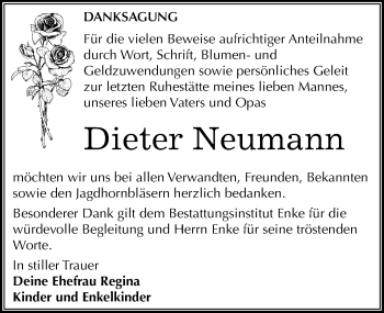 Traueranzeige von Dieter Neumann von Mitteldeutsche Zeitung Dessau-Roßlau
