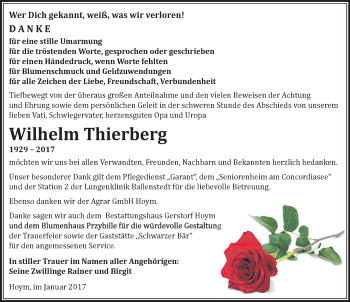 Traueranzeige von Wilhelm Thierberg von Mitteldeutsche Zeitung Aschersleben