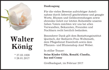 Traueranzeige von Walter König von Mitteldeutsche Zeitung Köthen