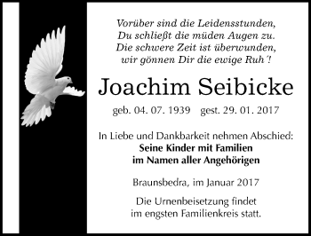Traueranzeige von Joachim Seibicke von Mitteldeutsche Zeitung Merseburg/Querfurt