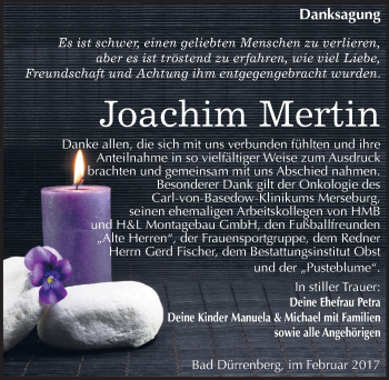 Traueranzeige von Joachim Mertin von Mitteldeutsche Zeitung Merseburg/Querfurt