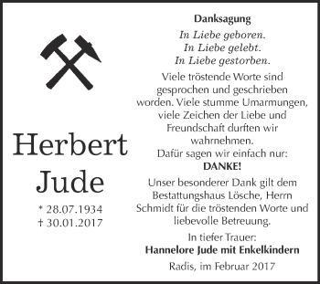 Traueranzeige von Herbert Jude von Super Sonntag Wittenberg
