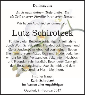 Traueranzeige von Lutz Schirotzek von Super Sonntag Halle