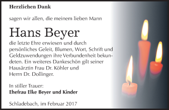 Traueranzeige von Hans Beyer von Mitteldeutsche Zeitung Merseburg/Querfurt