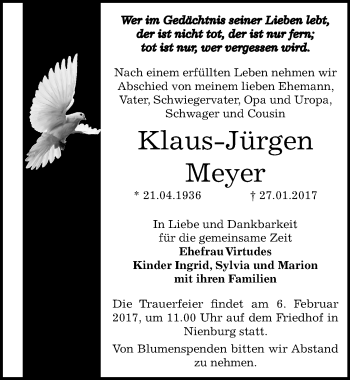 Traueranzeige von Klaus-Jürgen Meyer von Mitteldeutsche Zeitung Bernburg