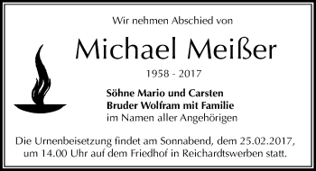 Traueranzeige von Michael Meißer von Mitteldeutsche Zeitung Weißenfels