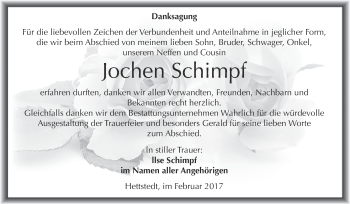 Traueranzeige von Jochen Schimpf von Super Sonntag SGH Mansf. Land