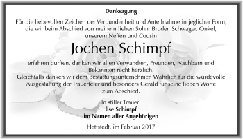 Traueranzeige von Jochen Schimpf von Mitteldeutsche Zeitung Mansfelder Land