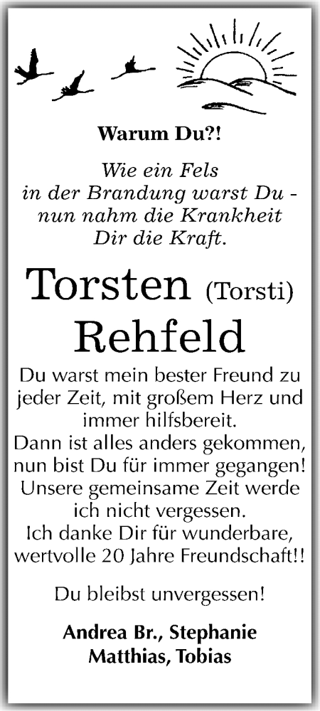  Traueranzeige für Torsten Rehfeld vom 25.02.2017 aus Mitteldeutsche Zeitung Wittenberg