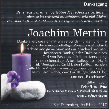 Traueranzeige von Joachim Mertin von Super Sonntag Halle