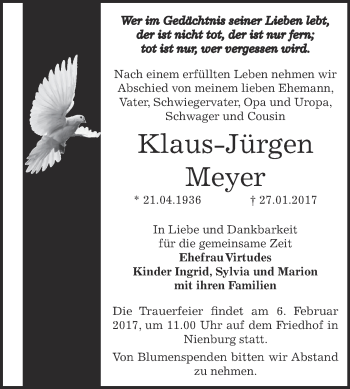 Traueranzeige von Klaus-Jürgen Meyer von Super Sonntag Bernburg