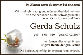 Traueranzeige von Gerda Schulz von LBEB,LALN