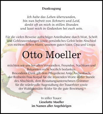 Traueranzeige von Otto Moeller von Super Sonntag SGH Mansf. Land