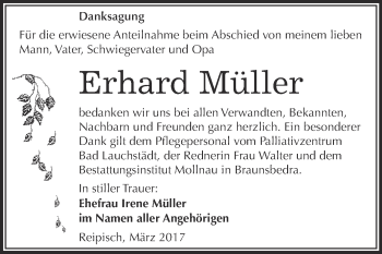 Traueranzeige von Erhard Müller von Super Sonntag Halle
