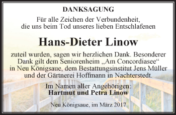 Traueranzeige von Hans-Dieter Linow von Mitteldeutsche Zeitung Aschersleben