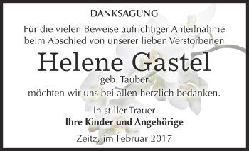Traueranzeige von Helene Gastel von Super Sonntag Zeitz