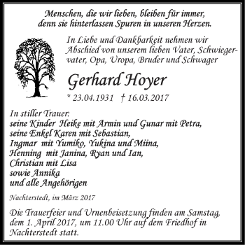 Traueranzeige von Gerhard Hoyer von Super Sonntag SGH Mansf. Land