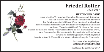 Traueranzeige von Friedel Rotter von Mitteldeutsche Zeitung Aschersleben