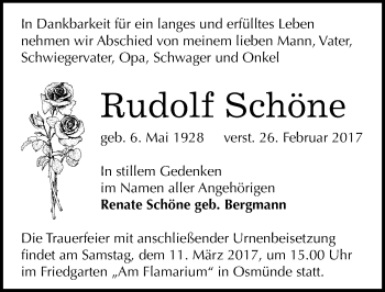 Traueranzeige von Rudolf Schöne von Mitteldeutsche Zeitung Halle/Saalkreis