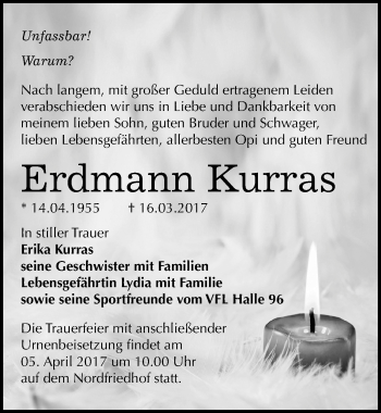 Traueranzeige von Erdmann Kurras von Mitteldeutsche Zeitung Halle/Saalkreis