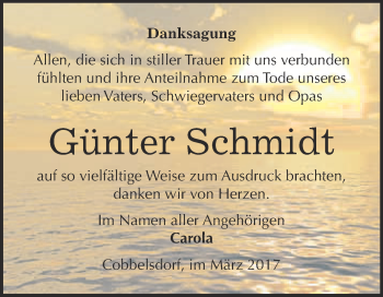 Traueranzeige von Günter Schmidt von Super Sonntag Wittenberg