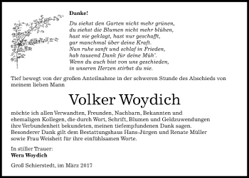 Traueranzeige von Volker Woydich von Mitteldeutsche Zeitung Aschersleben