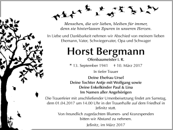 Traueranzeige von Horst Bergmann von Mitteldeutsche Zeitung Bitterfeld