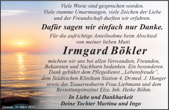 Traueranzeige von Irmgard Bökler von Mitteldeutsche Zeitung Dessau-Roßlau