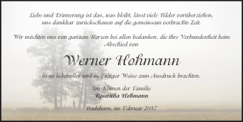 Traueranzeige von Werner Hohmann von Mitteldeutsche Zeitung Quedlinburg