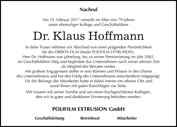 Traueranzeige von Klaus Hoffmann von Mitteldeutsche Zeitung