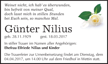 Traueranzeige von Günter Nilius von Mitteldeutsche Zeitung Halle/Saalkreis